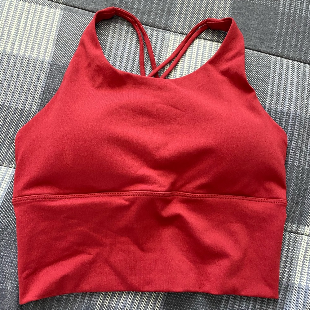 DAE ACTIVEWEAR CROSSOVER CROP BRA - RED RED WINE